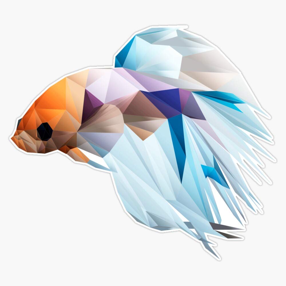 Polygon Crowntail Betta Vinyl Waterproof Sticker Decal Car Laptop Wall Window Bumper Sticker 5"