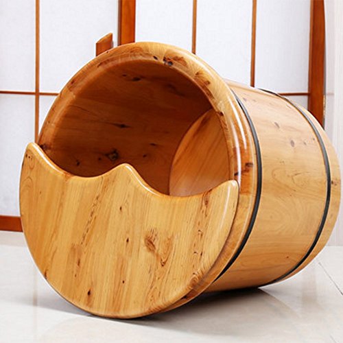 Baño de pies de madera maciza con masaje y burbujas efervescentes, barril de cedro para spa de pies miniatura 4