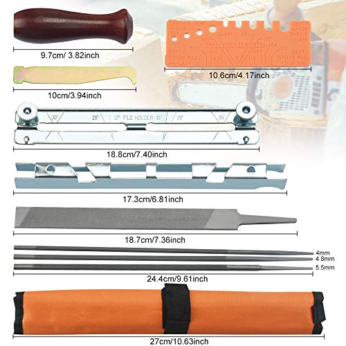 WANTOUTH Sägekettenfeilenset 4.0/4.8/5.5mm Rundfeilen für Kettensäge Schärfset Sägeketten Feilen Set Enthält Rundfeile… – Bild 3