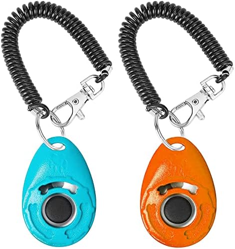 Acehome 2 Pack Dog Training Clicker with Wrist Strap, Pet Training Clicker with Big Button Effective Behavioral Training Tool for Cats Birds Puppy Recall (Red & Blue)