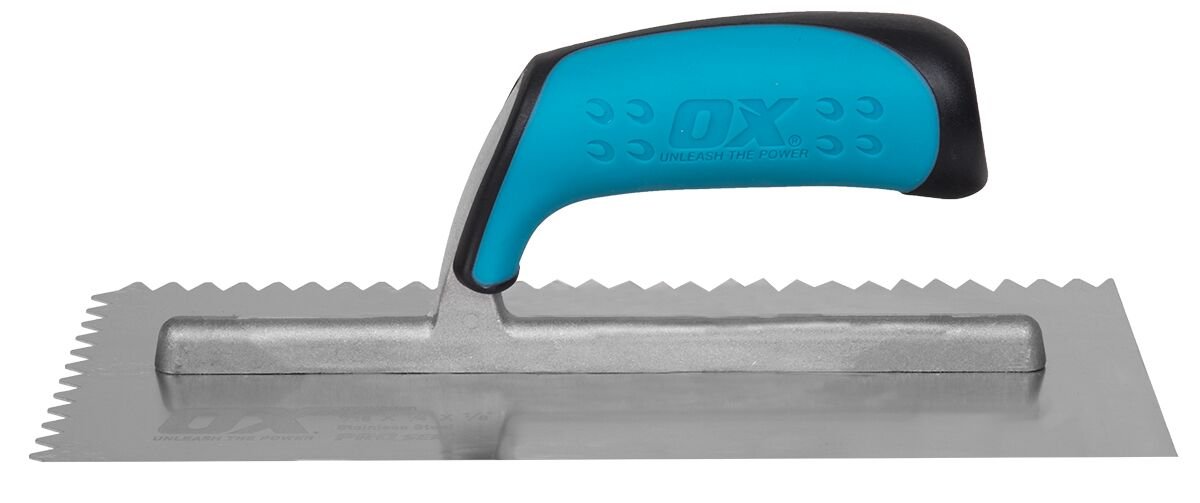 OX Tools 1/4" x 3/16" V-Notch Trowel | Stainless Steel