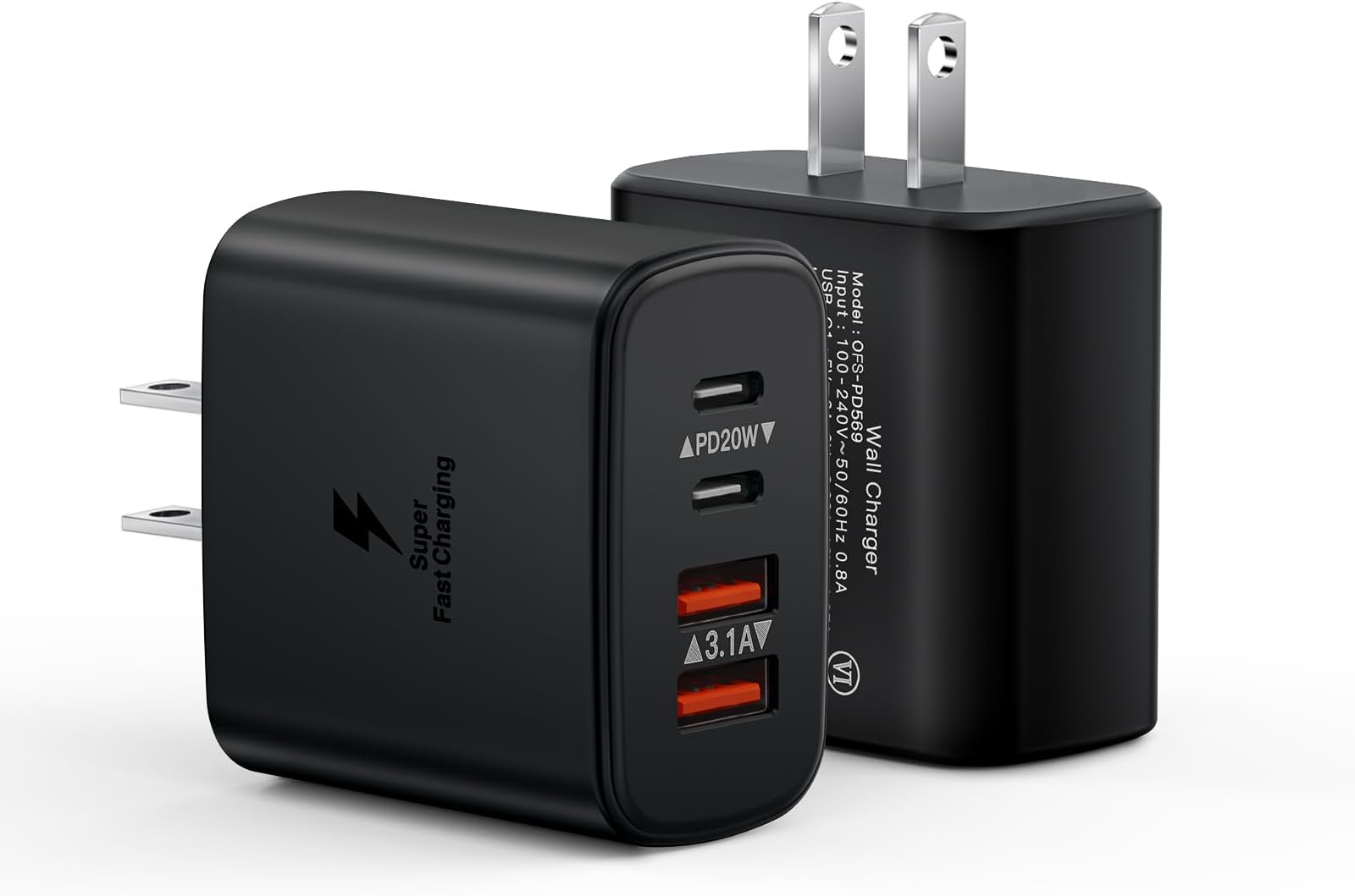 Amazon.com: USB C Wall Charger Block, 2-Pack 40W 4-Port Fast Charging ...
