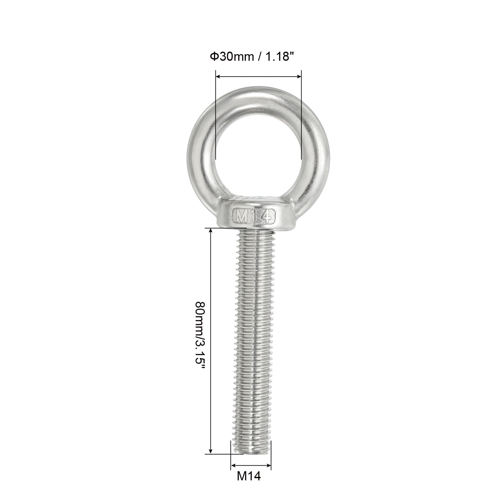 PATIKIL M14 x 80mm Lifting Shoulder Eye Bolt - Image 2