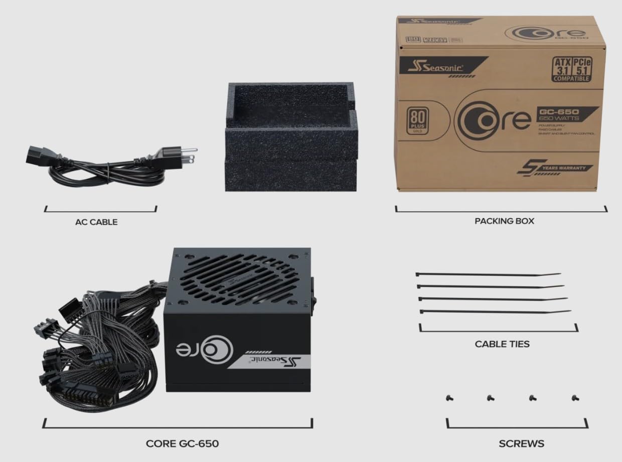 Seasonic Zasilacz sieciowy 650 W Core GC-650 ATX3 (80+złoty)