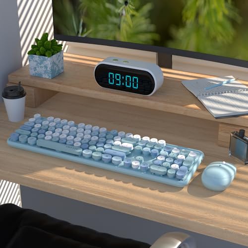 Image of UBOTIE Colorful Wireless Keyboard and Mouse Combo (Blue-Colorful)
