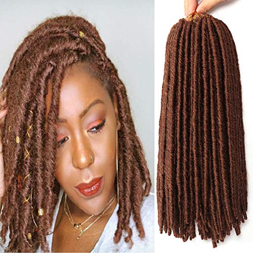 7 Packs Dreadlocs Faux Locs Hair Extensions Straight Goddess Locs 14 Inch Synthetic Crochet Hair Soft Crochet Braids (14 Inch, 30#)