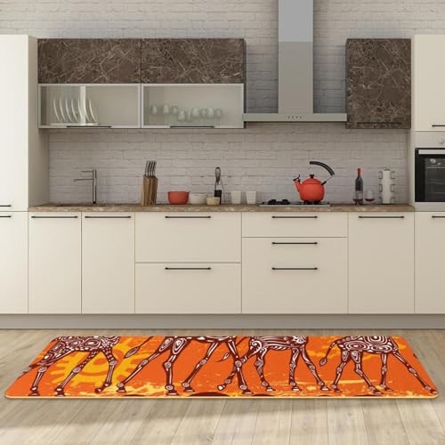 Alfombrillas de cocina lavables con diseño de jirafas y base antideslizante 3