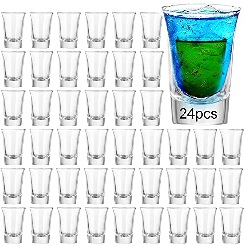 Farielyn-X 24 Pack 1.2 Ounce Heavy Base Shot Glass Set, Whiskey Shot Glasses 1.2 oz, Mini Glass Cups For liqueur, Double Side Cordial Glasses,Tequila Cups Small Glass Shot Cups