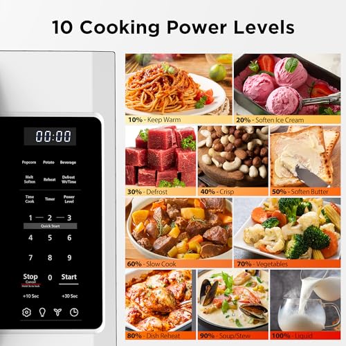 BLACK+DECKER Over the Range Microwave Oven with Vent and One-Touch Auto Cooking, 1.7 cu. ft. OTR Over Stove Microwave, White, 1000 Watts, EM044K6CF-WH