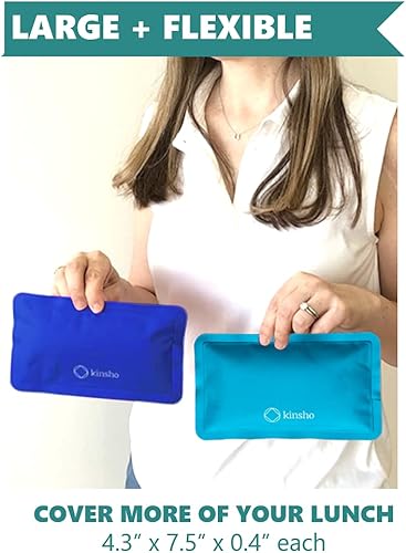 Miniatura 3 de kinsho Bolsa de hielo para niños, bolsa y cajas Bento, bolsas delgadas suaves reutilizables y congelables para viajes, escuela, trabajo o