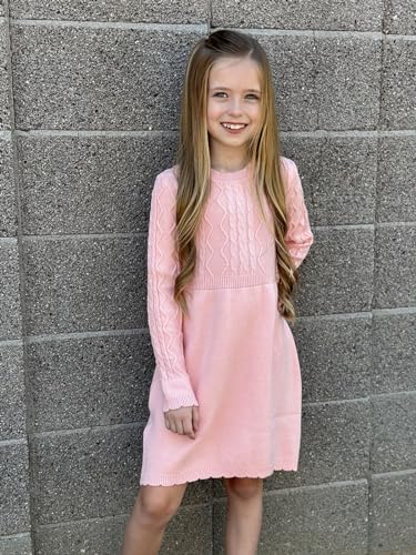 Yousie Girls Sweater Dress Crew Neck Long Sleeve Fall Winter Knit Dress for 4-11 Years3