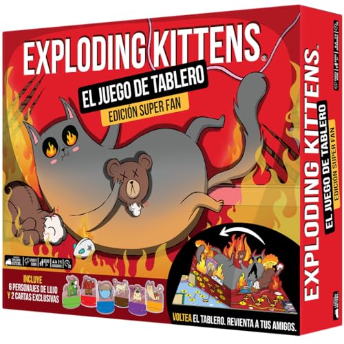 Exploding Kittens: The Board Game Super Fan Edition, Juego de Cartas, A Partir de 7 Años, De 2 a 6 Jugadores, 20 Minutos por Partida, Español