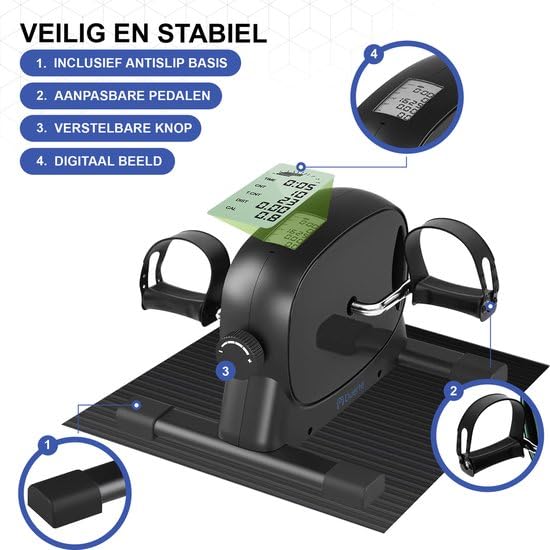 Duerté - Stoelfiets Bewegingstrainer - Bureau Fiets Trainer - Deskbike Fitness - Home Gym Mobiliteitstrainer en Beentrainer - met LCD monitor voor afvallen en Antislipmat - Afbeelding 8