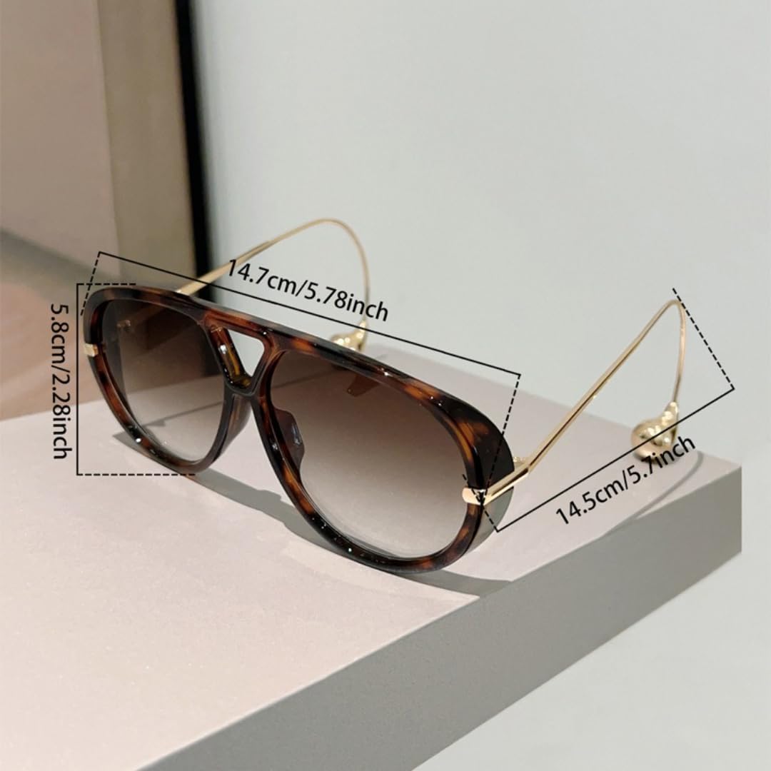 Occhiali da sole oversize alla moda con doppio ponte, sfumature sfumate, da donna, di lusso