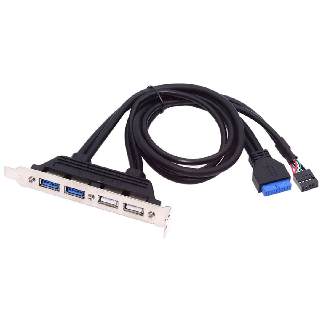 SaiRetail.Com USB2.0 & USB 3.0 Internal Four Female Mount Panel to 9pin 19pin 20pin Motherboard Baffle Cable with PCI Bracket 50cm-image-43