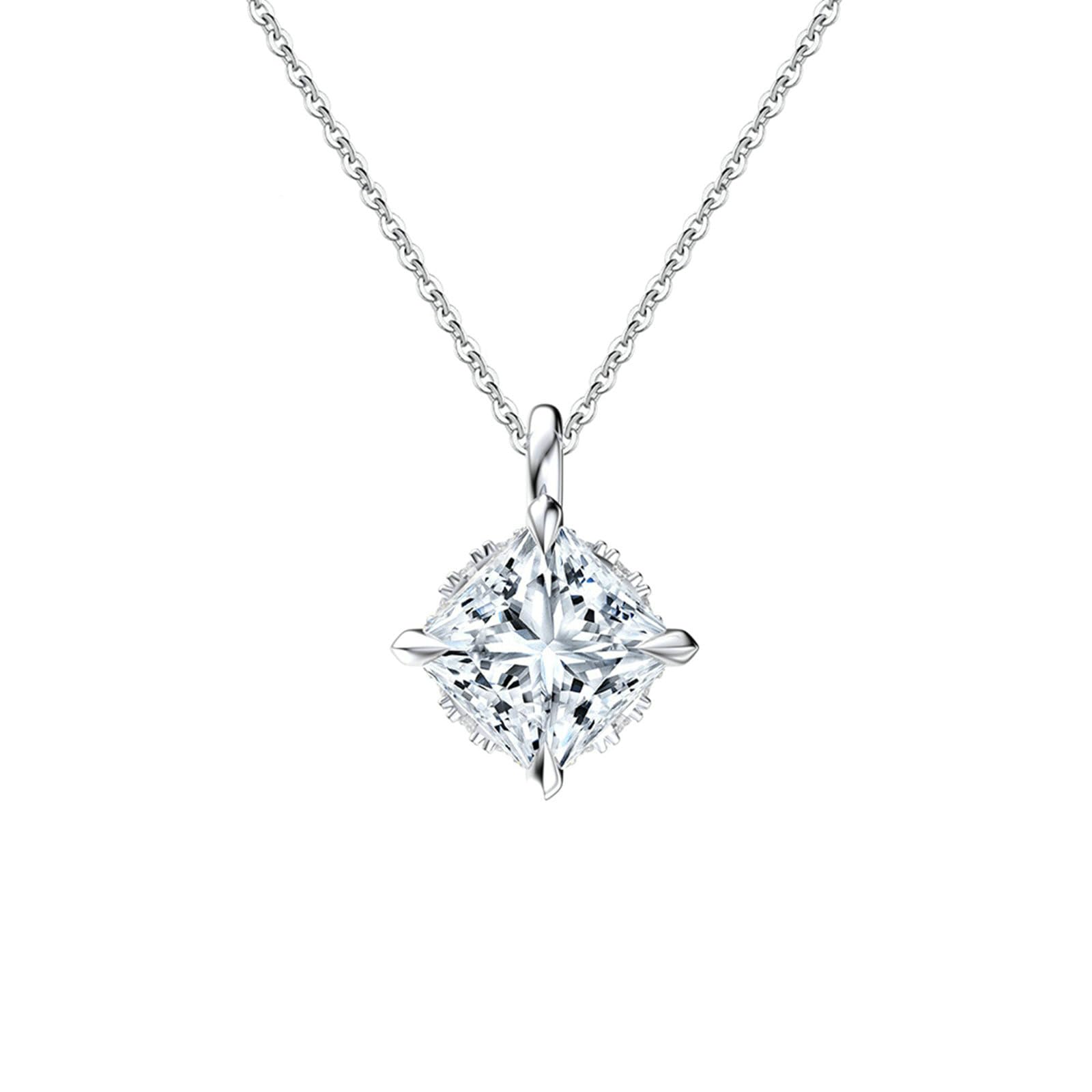 Collana con Ciondolo Donna in Argento Argento Collana Pendente Ciondolo in Zircone Zirconia Cubica