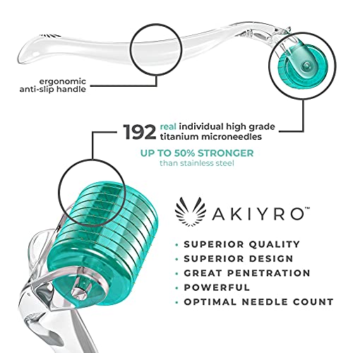 AKIYRO-Micro-Derma-Roller-Titanium-030mm-Microderm-Roller-Microneedle-Roller-with-Case-Personal-Use-Microneedling-Roller-192-Micro-Needle-Dermal-Roller-At-Home-Microdermabrasion-Face-Roller