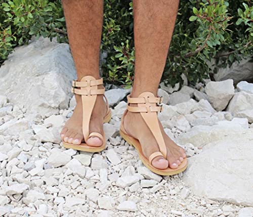 M.V. - gladiator thong sandals/men leather shoes/roman greek style/t-strap ankle strap sandals with toe ring/large sizes2