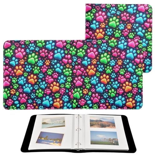 Álbum de fotos autoadhesivo DIY Scrapbook con huellas neon, álbum de 3 anillos, 40 páginas, 8x10 para recuerdos miniatura 2