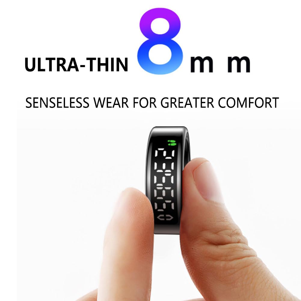 Anillo Inteligente para Hombre y Mujer, Smart Ring con Estuche de Carga Modo Multideportivo Podómetro Frecuencia Cardíaca Sueño IP68 Gold 10#