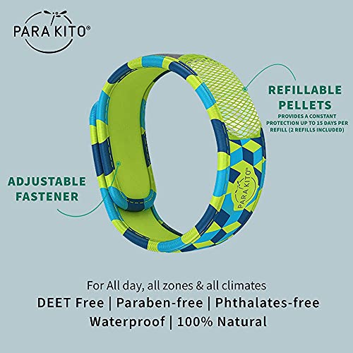 PARA'KITO Mosquito Insect & Bug Protection Wristband - Mosquito Stickers & Bug Spray Alternative - Summer Essentials, Beach Accessories, Hiking & Camping Essentials - Natural Essential Oils (Cube)