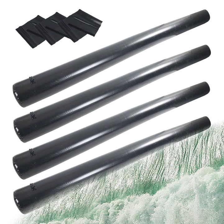 4 Pack PVC Flood Barriers Bags, 11.8Ft x 6.7 in Inflatable Flood Barriers for Home Water Barrier Bag Reusable Flood Prevention Barriers Sandbag