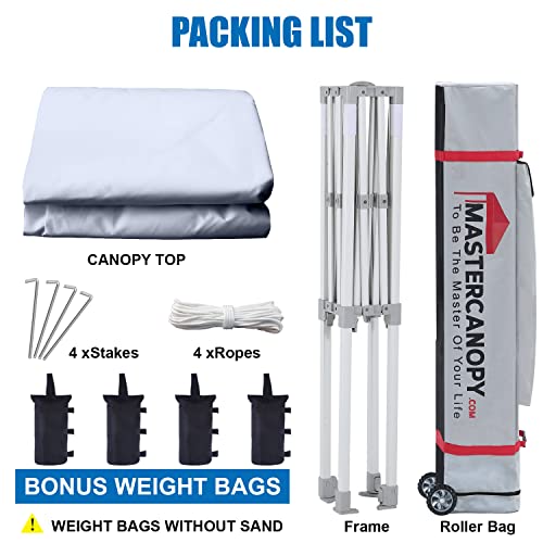 Image of MASTERCANOPY 5x5 Heavy Duty Pop Up Canopy Tent with Roller Bag(White)