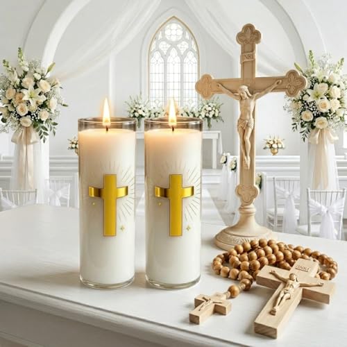 CysEdge White Beeswax Candle 2-Pack Blessed Church & Prayer Candle