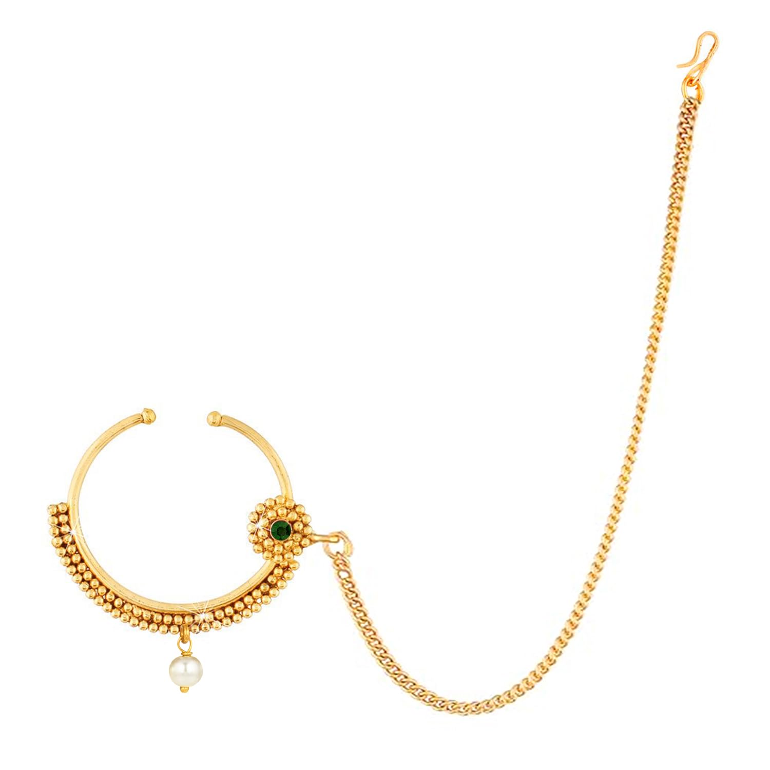 peora Traditional Gold Plated Bridal Jewellery Nose Ring Nathiya for Girls and Women-picture-18