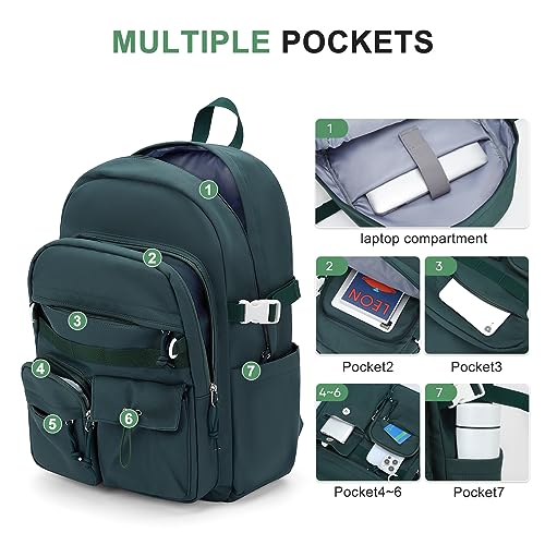 weradar Cute Bookbag For Teen Girs Boys,Middle Students Travel Backpack,Casual Daypackas Backpack For Women Men,Aesthetic School Backpacks With Lots of Pockets(Green)4