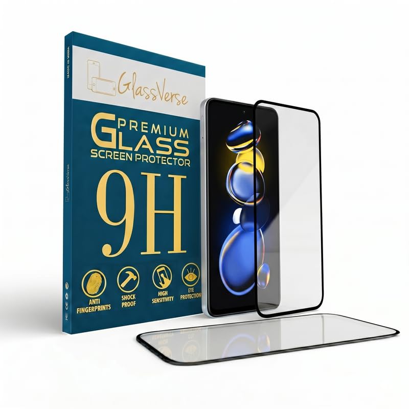Image of GlassVerse 9H Tempered Glass For Redmi K50i 5G (Pack Of 2) with Free Installation Kit Full screen Coverage Free Replacement If Received Damaged - 6.6 inch