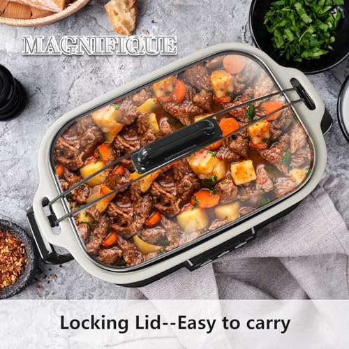 Image of 4 Quart Casserole Programmable Slow Cooker with Ceramic Baking Dish - Perfect Kitchen Small Appliance for Family Dinners, Oven Safe and Durable Bakeware for Lasagna, Roasts