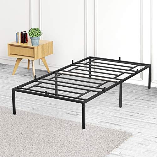Alkmaar Twin Size Bed Frame,14 Inch Black Metal Twin Bed Frame,No Box Spring Needed Twin Size Platform Bed Frame