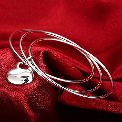Brazaletes de tres círculos pulidos QYYZTHX joyería fina para damas