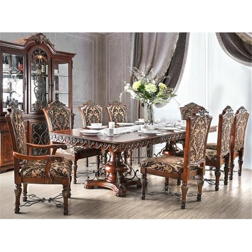 Furniture-of-America-Eleanora-9-Piece-Wood-Dining-Set-in-Brown-Cherry Furniture of America Eleanora 9 Piece Wood Dining Set in Brown Cherry