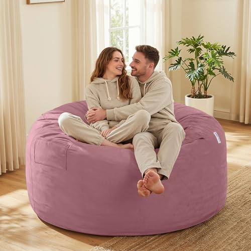 Image of HABUTWAY Bean Bag Chair: Giant 5' Memory Foam Furniture Bean Bag Chairs for Adults with Microfiber Cover 5Ft (Soft Pink)