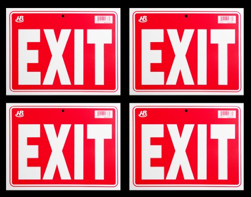 4 Signs EXIT Sign Flexible Heavy Thick Plastic (9 inch X 12 inch)