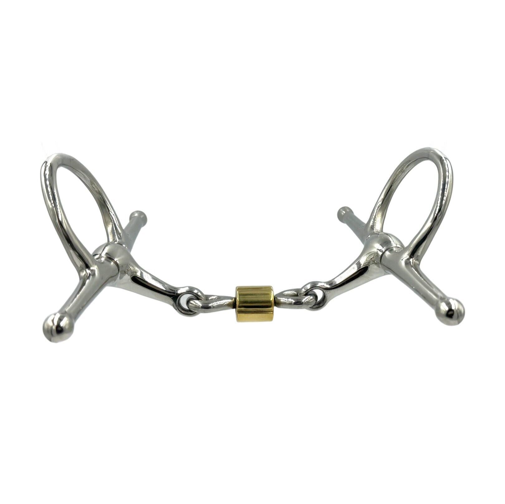 ES0076 Knebeltrense Doppelt Gebrochen Kupfer Roller Edelstahl 14mm, 13.5 cm