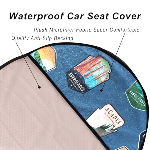 Image of Car Seat Cover Protector Front Seats,for Gym Workout,Running,Swimming,Beach and Hiking,Waterproof Sweat Towel Bucket Seat Covers for Cars SUV Trucks (National Parks, 1Pcs)