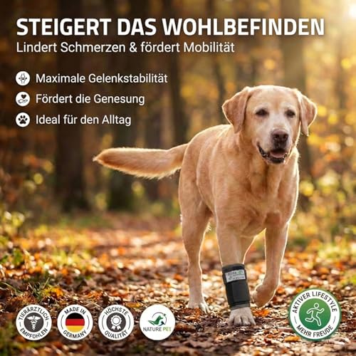 Nature Pet Premium Hundebandage Vorderbein die vielseitigste Handgelenkbandage für Hunde auf dem Markt - Gelenksbandage Hund - Durchtrittigkeit wirksam behandeln (L)