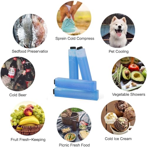 Image of Ice Packs for Coolers Reusable Long Lasting Freezer Sealed Leck Proof Packs for Lunch Bags /Boxes, Cooler Backpack, Camping, Beach, Picnics,Sports Fishing and More (Set of 4, Blue)