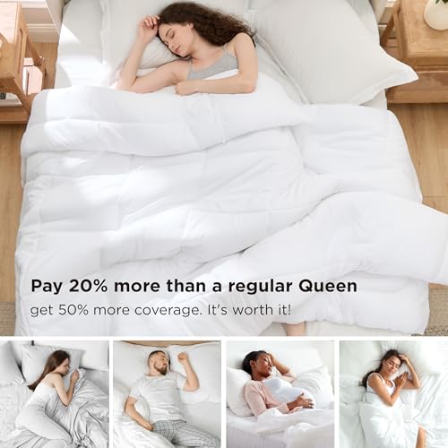 Image of Bedsure Comforter Duvet Insert - Quilted Comforters Oversize Queen Size, All Season Duvet, GentleSoft Down Alternative Bedding, with 8 Tabs, Gifts for Women /Men, White, Oversize Queen 98 x 98 Inches