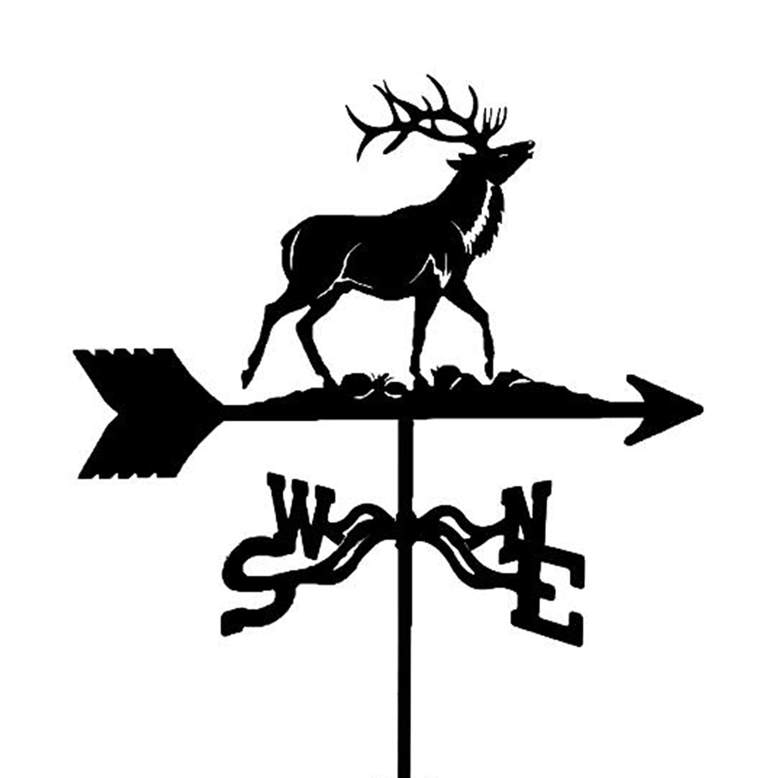 WIQUYBML Farm Stainless Steel Weather Vane Wind Direction Indicator for Garden Roof Outdoor Weathercock Ornament/Elk/35 * 50Cm