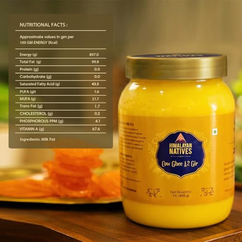 Image of Himalayan Natives A2 Gir Cow Ghee 1000 ml | 100% Pure and Natural | Grass-Fed Desi A2 Gir Cow Ghee | Helps Boost Immunity | Authentic Flavor and Natural Aroma