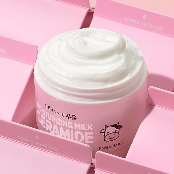 KWAILNARA Ceramide Milk Facial Moisturizer (3.38 Fl Oz) Korean Face Moisturizer for Barrier Repair & Deep Hydration | Milk Protein, Royal Jelly & Strengthening Ceramides | Non-Greasy Daily Care