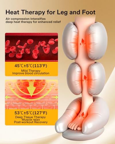 Image of ALLJOY Leg Massager with Heat and Compression, Sequential Leg Compression Massager Boots with 2 Heat 4 Mode 4 Intensity, Leg Massager for Circulation and Pain Relief FSA