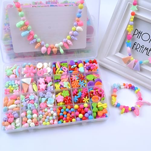 SYGA Beads for Kids Crafts Children's Jewelry Making Kit DIY Bracelets Necklace Hairband and Rings Craft Kits Birthday for 4, 5, 6, 7-Year-Old Little 