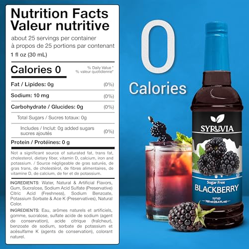 Syruvia Sugar-Free Blueberry Syrup & Sugar-Free Blackberry Syrup - 25.4 fl oz Premium Coffee Flavoring Syrup. 0 Calories, Kosher, and Gluten-Free. Perfect for Drinks, Sodas, Shakes, Desserts, and More - image 3
