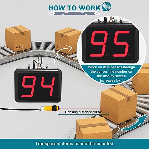Image of Led Digital Counter Count Up to 99 with Infrared Sensor Conveyor Counter People Visitor Counter 4in Red Number Display Counter for Factory Production Line 110-220V
