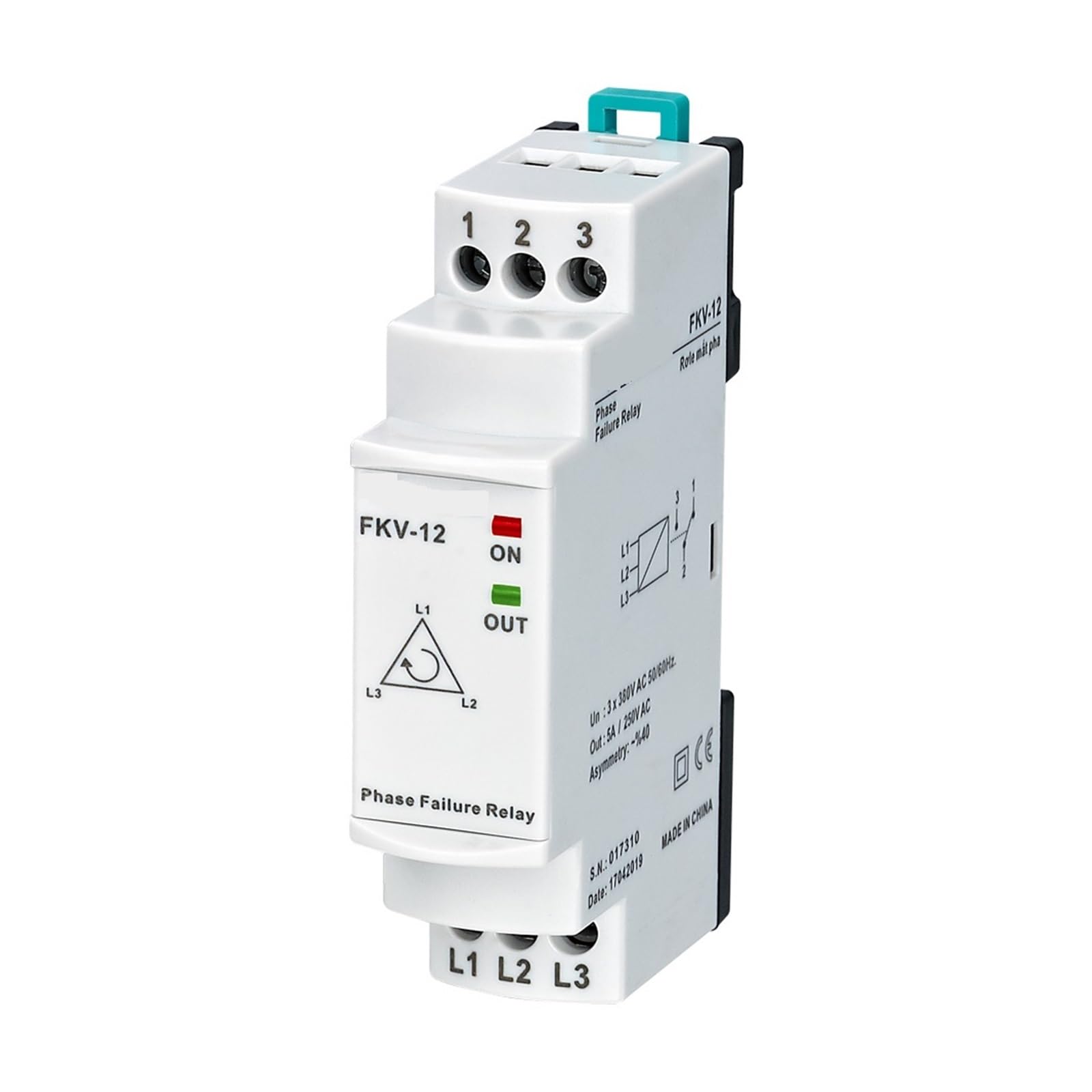 Relais triphasé FKV-12 pour défaillance et asymétrie de phase 3x380VAC